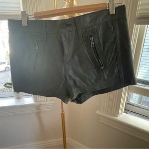 Rag and Bone hunter green leather shorts.